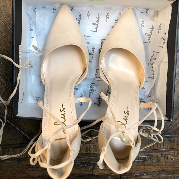 Lulus | Shoes | Lulus Luna Light Nude Suede Lace Up Heels | Poshmark